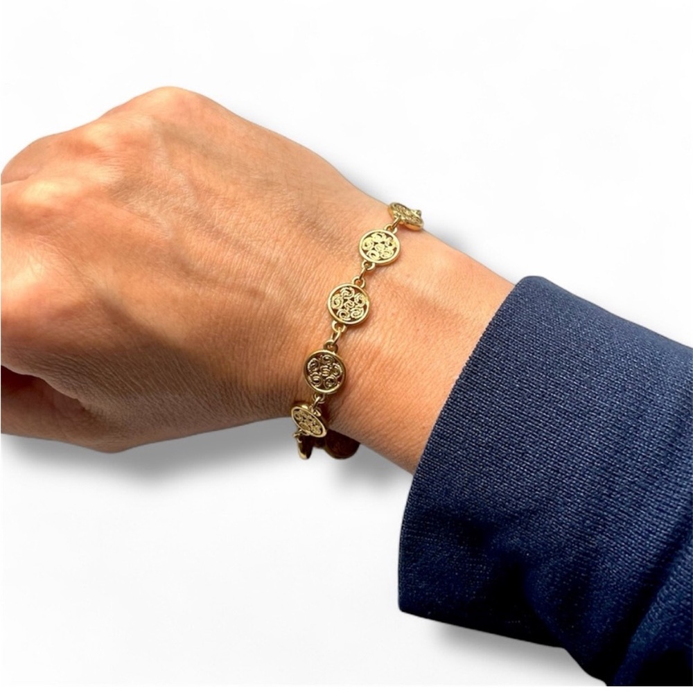 Gold Coin Charms Recycled Pieces Bracelet 6.25”